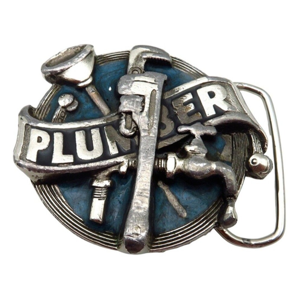 Vintage 1982 The Great American Buckle Co Plumber Belt Buckle USA H856